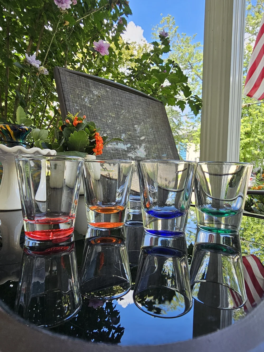 Vintage Heavy Base Shot Glasses Multi Color Set of 5 Retro